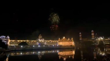 Guru Nanak Jayanti 2023: Fireworks Adorn Sky Around Golden Temple in Amritsar on 554th Prakash Parv of Guru Nanak Dev (Watch Video)