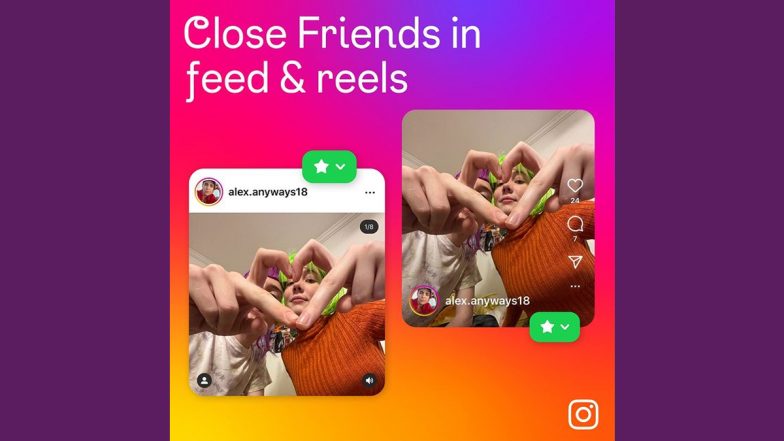 Instagram New Feature Update: Meta Introduces New 'Close Friends in Feeds and Reels' Feature To Let Users Share Regular Posts and Reels With Their Inner Circle