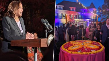 Diwali 2023: US Vice President Kamala Harris Celebrates Early Deepavali at Her Residence; Says the World Is Facing a ‘Difficult and Dark Moment’ (See Pics and Video)