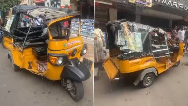 Andhra Pradesh Road Accident: Eight Students Injured as Auto Crashes Into Lorry in Visakhapatnam (Watch Video)