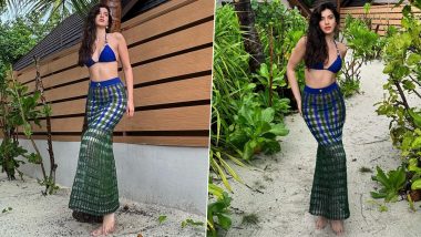 Shanaya Kapoor Soaks Up the Sun in the Maldives and Enjoys Beachside Bliss in Dark Blue Bikini and Stylish Skirt (View Pics)