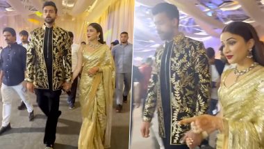 Varun Tej and Lavanya Tripathi Shine in Glamorous Golden and Black Attire at Their Wedding Reception (Watch Video)