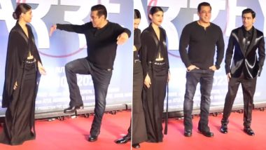 Farrey: Salman Khan Personifies Swag in Black Attire at Mumbai Premiere of Niece Alizeh Agnihotri’s Debut Film (Watch Video)