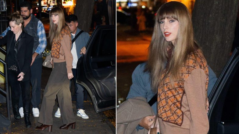Taylor Swift's Chic Fall Look: Singer in Brown Sweater and Heeled Boots ...