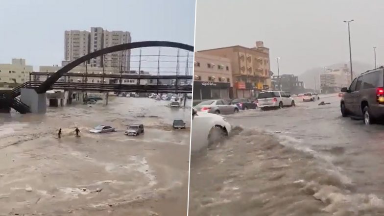 Saudi Arabia Flood: Heavy Rainfall Triggers Severe Street Flooding in Jeddah; Disturbing Videos Surface