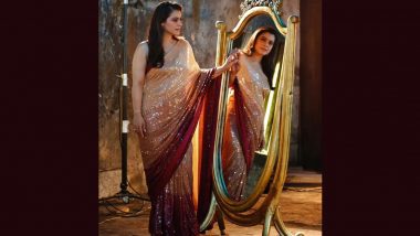 Kajol’s Exquisite and Dazzling Shimmery Saree Makes a Perfect Pick for Wedding Season (See Pics)