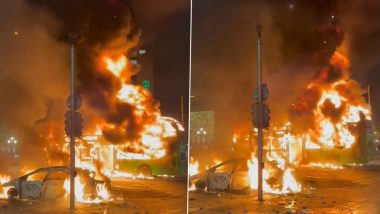 Dublin Riots: Holiday Inn Express Hotel Set on Fire; Bus and Car Go Up in Flames as Anti-Immigrants Protests Turn Violent in Ireland After Stabbing Incident (Watch Videos)