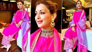 Karwa Chauth 2023: Sonali Bendre Glows in Vibrant Pink Salwar Suit As She Decks Up for the Festival (View Pics)