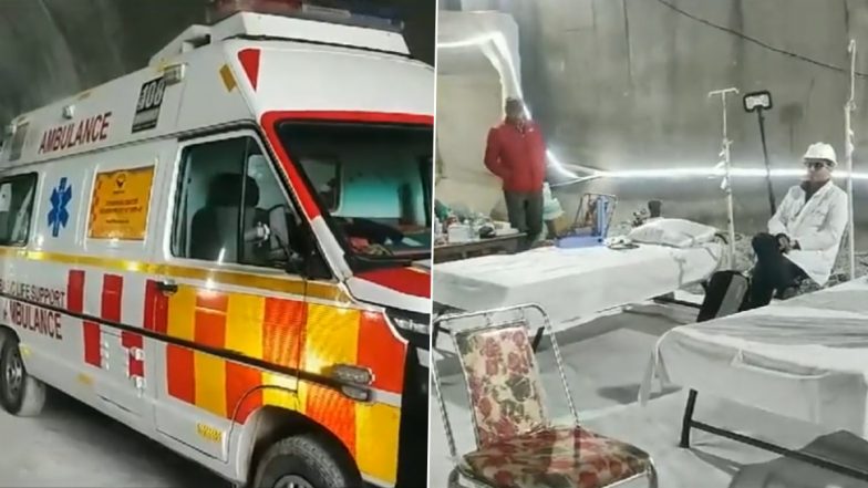 Uttarkashi Tunnel Rescue Update: Temporary Medical Facility Expanded Inside Silkyara Tunnel Due to Rescue Operation, Team of Doctors and Experts Deployed (Watch Video)