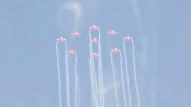 Indian Air Force Organises ‘Air Show’ at IAF Station in Ambala as Part of Platinum Jubilee Celebration of SQN 5 (Watch Videos)