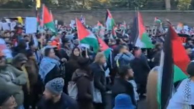 Israel-Hamas War: Pro-Palestinian Rally Kicks Off in UK To Show Anger Against Israeli Aggression in Gaza (Watch Video)