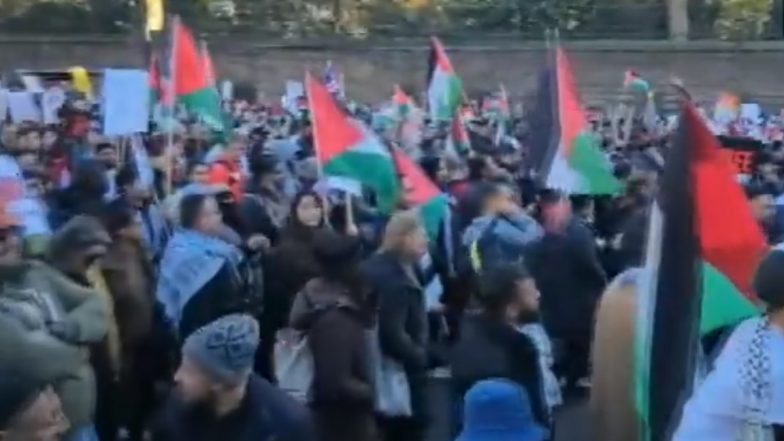 Israel-Hamas War: Pro-Palestinian Rally Kicks Off in UK To Show Anger Against Israeli Aggression in Gaza (Watch Video)