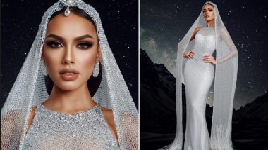 Miss Universe 2023 Pakistan's Erica Robin Slays in Furne One Amato’s Masterpiece, Embracing the Symbolic White of National Flag for Evening Gown Competition (View Pics and Video)