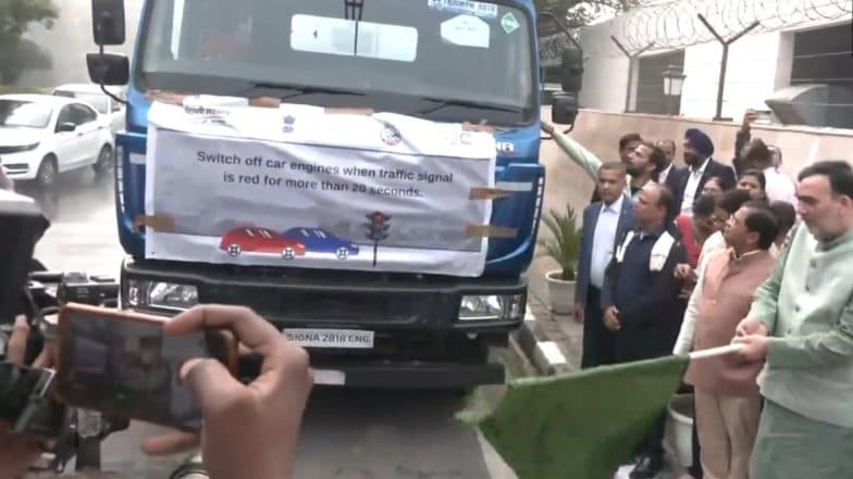 Delhi Air Pollution: As Air Quality Dips, Environment Minister Gopal Rai Flags Off Special Water Sprinkler Campaign From Delhi Secretariat (Watch Video)