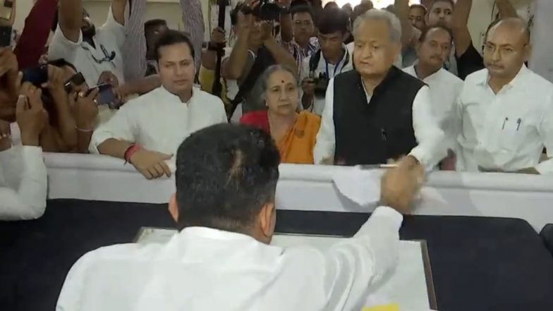 Rajasthan Assembly Election 2023: CM Ashok Gehlot Files Nomination From Sadarpura Constituency for Upcoming State Polls (Watch Video)