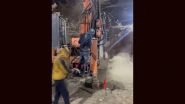 Uttarkashi Tunnel Collapse: Vertical Drilling of 19.2 Metres Done on First Day To Rescue Trapped Workers From Silkyara Tunnel (Watch Video)