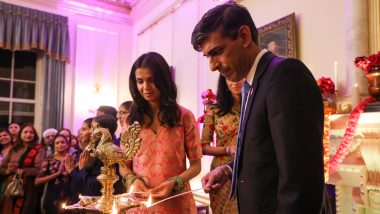 Diwali 2023: UK PM Rishi Sunak, Wife Akshata Murthy Extend Warm Welcome to Hindu Community Guests at Downing Street Ahead of Deepavali Celebration (See Pics)