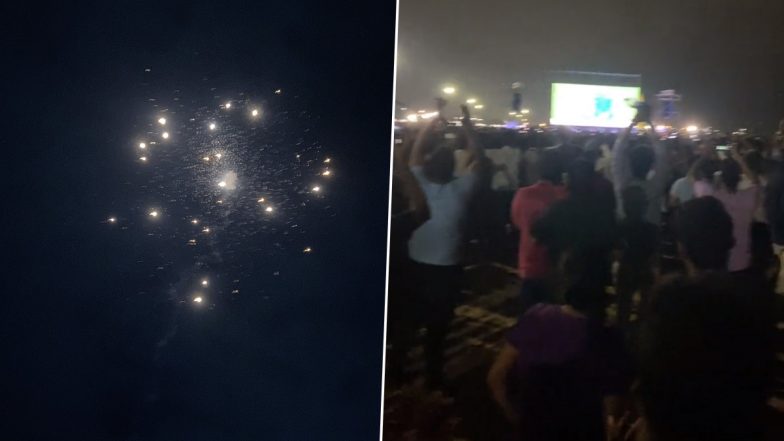 Tamil Nadu: Firecrackers Go Off, Thousands of Cricket Fans Give Standing Ovation to Aussies for ICC World Cup Win at Chennai's Marina Beach, Video Surfaces