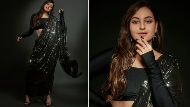 Sonakshi Sinha Is Diwali Party Ready in Black Sequin Skirt With Detachable Pallu Worth Rs 20K (View Pics)