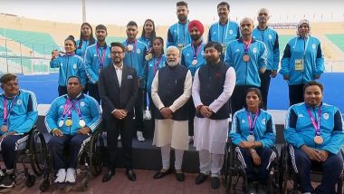 PM Narendra Modi Interaction With India Para-Athletes Video: Indian Prime Minister Interacts With Contingent for Asian Para Games 2023