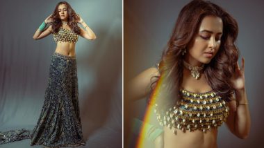 Tejasswi Prakash Steals the Spotlight in a Dark Blue Ethnic Ensemble Featuring a Gold Embellished Top and Printed Skirt (View Pics)