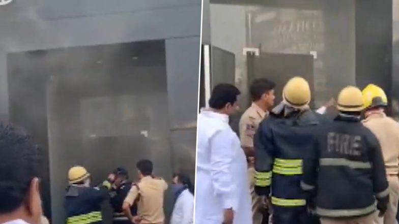 Hyderabad Fire Video: Massive Blaze Erupts at a Garment Store, Firefighters on the Scene