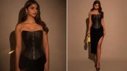 Suhana Khan Exudes 'Sexy' Vibes in Black Corset Top Paired With Thigh-High Slit Skirt (View Pics)