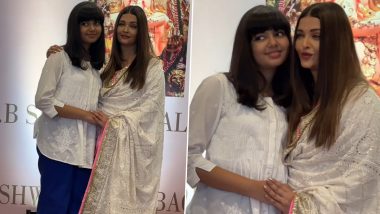 Aishwarya Rai Bachchan and Daughter Aaradhya Twin in White as the Duo Steps Outside on the Actress’ Birthday (Watch Video)