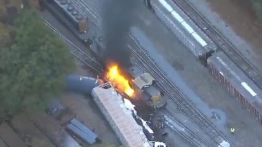 US Train Derailment Video: Train Reportedly Carrying Gallons of Diesel Derails in Atlanta, Sparks Large Fire