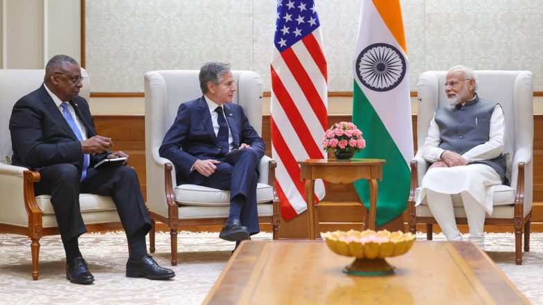 PM Narendra Modi Meets US Secretary of State Antony Blinken and US Secretary of Defence Lloyd Austin (See Pics)