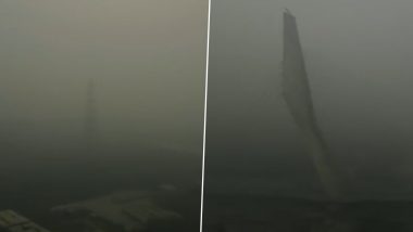 Delhi Air Pollution: Signature Bridge in National Capital Covered With Haze Of Smog As Air Quality Turns 'Severe' In Multiple Locations (Watch Video)