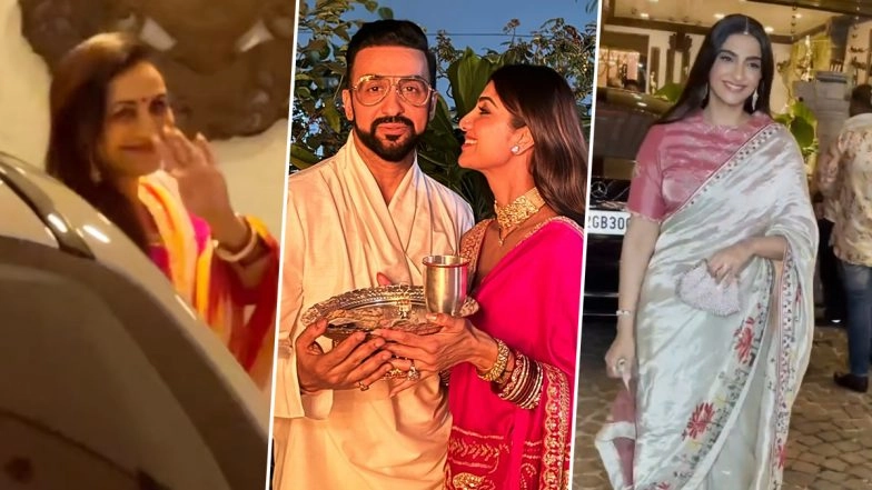 Rani Mukerji, Shilpa Shetty, and Sonam Kapoor and Others Grace Karwa Chauth Celebration at Anil Kapoor’s Residence (View Pics and Videos)