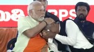 PM Narendra Modi Consoles Emotional MRPS Chief Manda Krishna Madiga During Public Rally in Hyderabad (Watch Video)