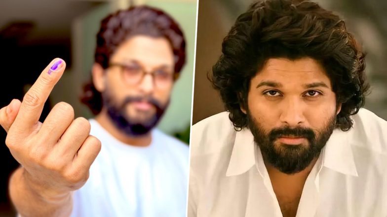 Allu Arjun Sets Example for Fans by Waiting in Line to Caste Vote in Telangana State Assembly Elections 2023 (Watch Video)