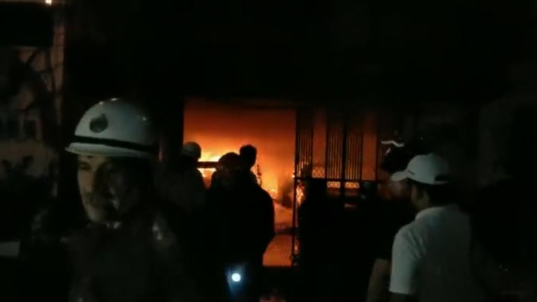 Delhi Fire: Massive Blaze Erupts in Residential Building in Shakarpur Area, Fire Fighters Rescue 26 Persons (Watch Video)