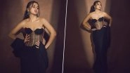 Tejasswi Prakash&rsquo;s Black Corset Saree Paired With Statement Green Earrings Spells Ethereal Elegance (See Photos)