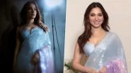 Manish Malhotra Diwali Party: Tamannaah Bhatia Oozes Glam in Shimmery Saree at the Starry Event (View Pics & Video)