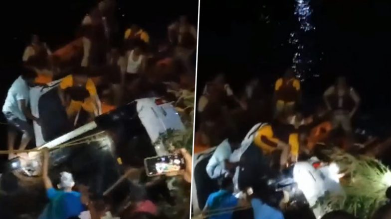 Karnataka Road Accident: Five Die After Car Plunges Into Canal in Mandya District (Watch Video)