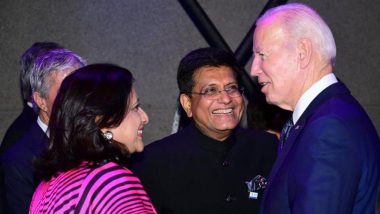 APEC Summit 2023: Union Minister Piyush Goyal Meets US President Joe Biden at Asia-Pacific Economic Cooperation Welcome Reception
