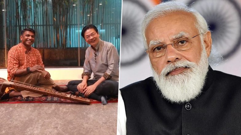 ‘May Your Passion for Sitar Continue to Grow’: PM Narendra Modi Reacts to Singapore Deputy Prime Minister Lawrence Wong’s Sitar Learning Session (Watch Video)