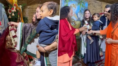 Dia Mirza Embraces Spiritual Serenity at Parmarth Niketan Ashram, Shares Ganga Aarti Moments with Family (Watch Video)