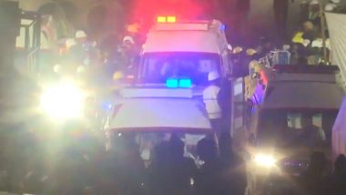 Uttarakhand Tunnel Rescue Operation Update: First Batch of Ambulances Leave After Nine Workers Trapped Inside Silkyara Tunnel Rescued, Locals Distribute Sweets (Watch Video)