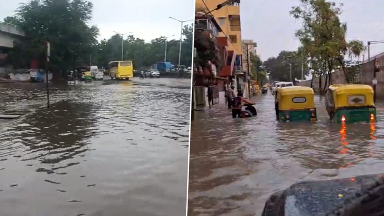 Bengaluru Rains Videos and Photos: Overnight Rainfall Causes Waterlogging in Many Areas, DK Shivakumar Visits BBMP War Room to Review Situation