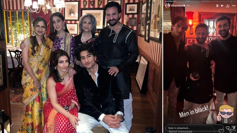 Ranbir Kapoor Twins With 'Jiju' Saif Ali Khan and Ibrahim in Black at Diwali Party (View Viral Pic)