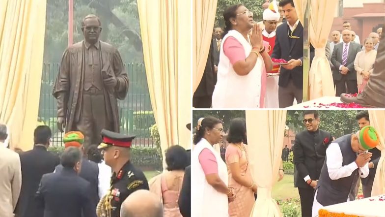 Constitution Day 2023: President Droupadi Murmu Pays Tribute, Unveils Statue of Dr BR Ambedkar at Supreme Court (Watch Video)