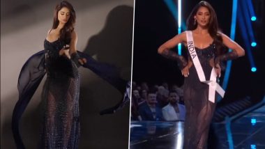 Miss Universe 2023: Shweta Sharda Looks Exquisite in Couture With Dazzling Navy Blue Gown at Preliminary Evening Gown Competition (View Pic and Videos)