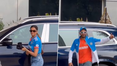 ICC World Cup 2023: Deepika Padukone Sports India Jersey, Hubby Ranveer Singh Wears Team’s Jacket As They Jet Off to Ahmedabad Ahead of Ind vs Aus Finals (Watch Video)