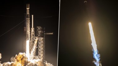 SpaceX Falcon 9 Rocket Sends 23 Starlink Satellites Into Orbit as Part of Elon Musk-Owned Space Company's 80th Orbital Mission in 2023 (See Pics)