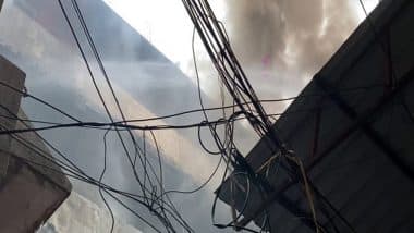 Telangana Fire: Massive Blaze Erupts at Slipper Godowns in Hyderabad (Watch Video)