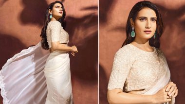 Fatima Sana Shaikh Embodies Timeless Elegance and Sophistication in an Ivory Scallop Saree Paired With Embellished Blouse and Statement Earrings (View Pics)